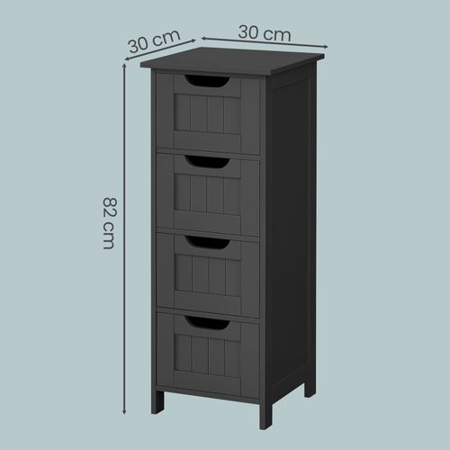 Meuble De Salle De Bain Sur Pied, Avec 4 Tiroirs, Pour Salle De Bain, Style Moderne, Noir