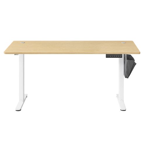 Bureau Réglable En Hauteur, 160 X 70 Cm, Fonction Mémoire, Port USB-c, Couleur Chêne
