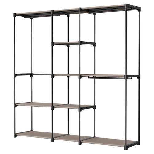 Armoire Ouverte, Portant à Vêtements, Penderie Avec Tringles à Vêtements Et Étagères, Taupe