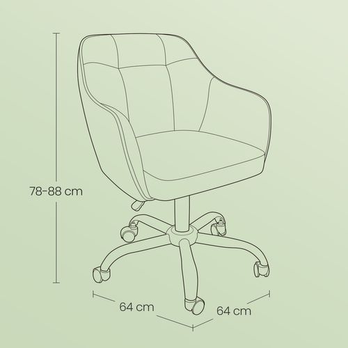 Chaise De Bureau, Fauteuil D'appoint, En Tissu Coton-lin, Hauteur Réglable, Vert