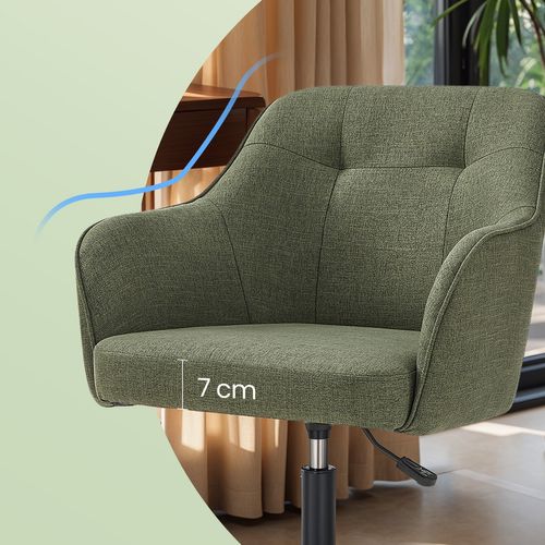 Chaise De Bureau, Fauteuil D'appoint, En Tissu Coton-lin, Hauteur Réglable, Vert
