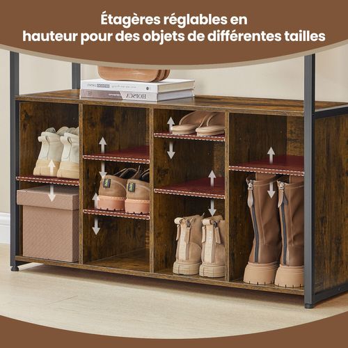 Porte-manteau Avec Banc Et Rangement à Chaussures, Meuble D'entrée, Marron Et Noir