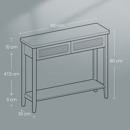 Table Console, Table D’entrée, Bout De Canapé Pour Salon, Avec 2 Tiroirs, Étagère Ouverte, Beige