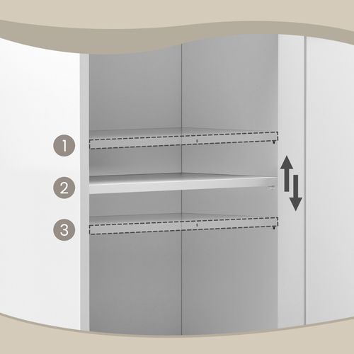 Colonne, Meuble Salle De Bain, Placards à Porte, Rangement Avec Étagères Réglables, Blanc