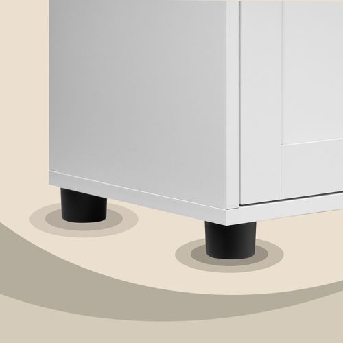 Colonne, Meuble Salle De Bain, Placards à Porte, Rangement Avec Étagères Réglables, Blanc