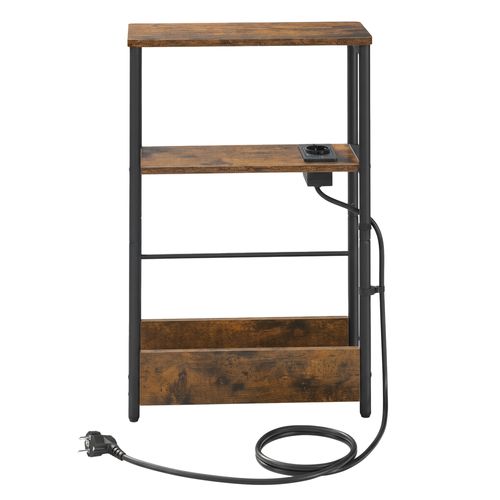 Table D'appoint Avec Station De Recharge, Table D'extrémité Étroite à 3 Niveaux, Porte-revue