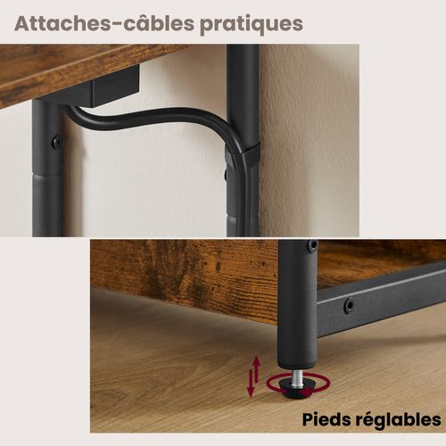 Table D'appoint Avec Station De Recharge, Table D'extrémité Étroite à 3 Niveaux, Porte-revue