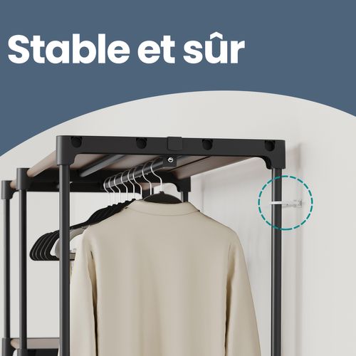 Armoire Penderie, Porte-manteau, Avec Tringles à Vêtements, Organisateur De Rangement Ouvert, Taupe