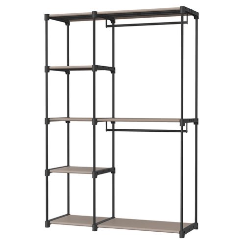 Armoire Penderie, Porte-manteau, Avec Tringles à Vêtements, Organisateur De Rangement Ouvert, Taupe