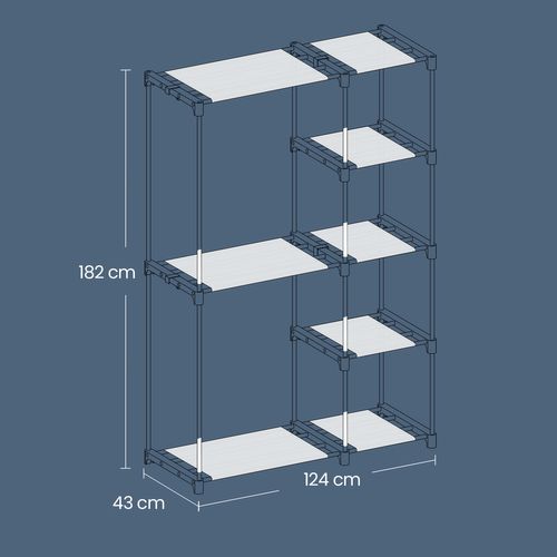 Armoire Penderie, Porte-manteau, Avec Tringles à Vêtements, Organisateur De Rangement Ouvert, Taupe