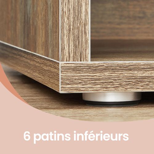 Banc à Chaussures, Avec Siège Rembourré, 15 Compartiments, Étagères Réglables, Chêne