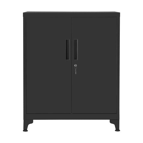 Armoire De Bureau à 2 Portes, Verrouillable, En Acier, Pour Bureau, Salon, Noir