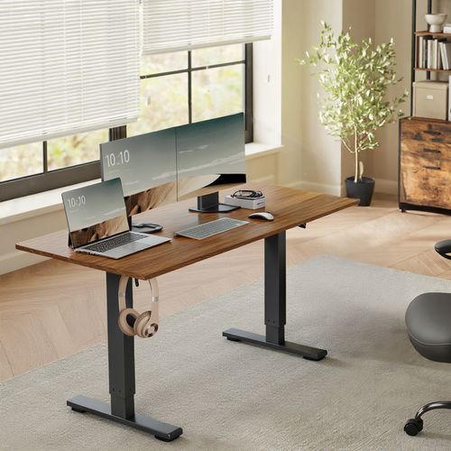 Cadre De Bureau, Sans Plateau, Support De Bureau Réglable En Hauteur, 3 Hauteurs Mémorisables, Noir