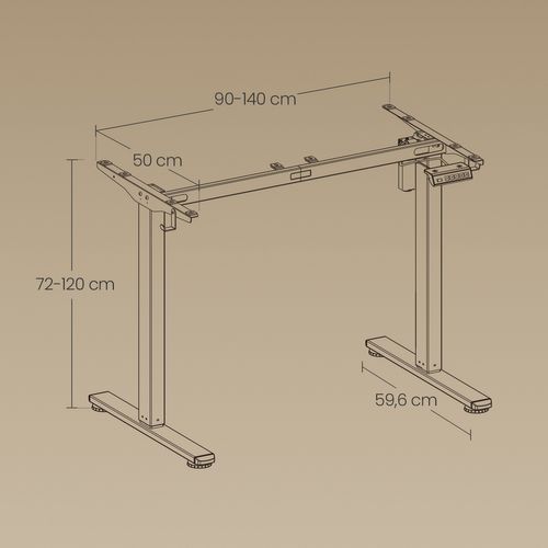 Cadre De Bureau, Sans Plateau, Support De Bureau Réglable En Hauteur, 3 Hauteurs Mémorisables, Noir