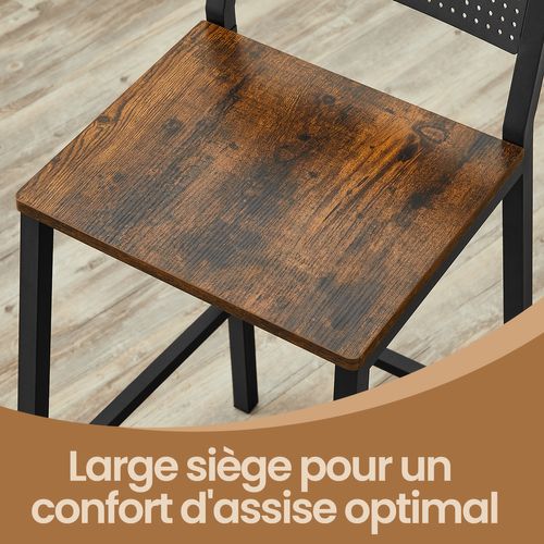 Ensemble De 2 Tabourets De Bar, Pour Cuisine Salle à Manger Bureau, Style Industriel, Marron Et Noir