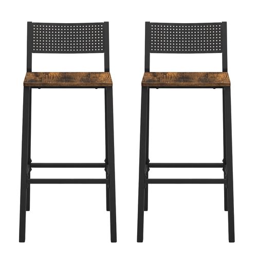 Ensemble De 2 Tabourets De Bar, Pour Cuisine Salle à Manger Bureau, Style Industriel, Marron Et Noir