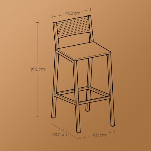 Ensemble De 2 Tabourets De Bar, Pour Cuisine Salle à Manger Bureau, Style Industriel, Marron Et Noir