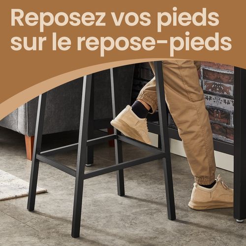 Ensemble De 2 Tabourets De Bar, Pour Cuisine Salle à Manger Bureau, Style Industriel, Marron Et Noir