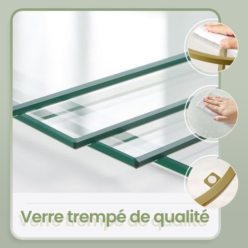 Étagère D’angle à 5 Niveaux, Étagère De Salle De Bain, Verre Trempé, Style Moderne, Doré