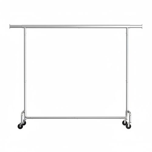 Portant à Vêtements Sur Roulettes, Tringle Extensible, Charge Maximale 110 Kg, Argent