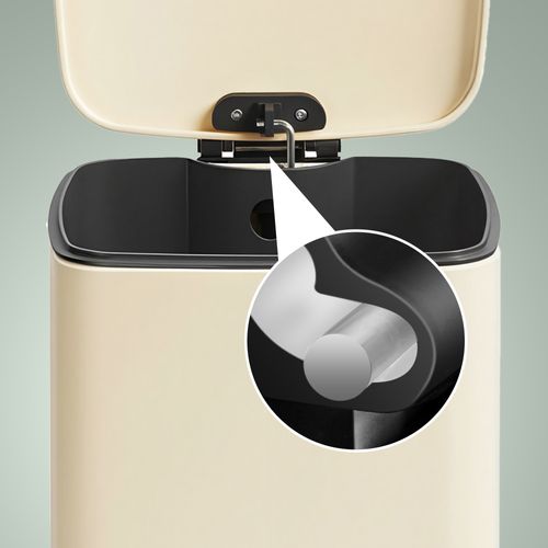 Poubelle De Cuisine, 30 Litres, Poubelle à Pédale, Avec Seau Intérieur, Fermeture Douce, Beige