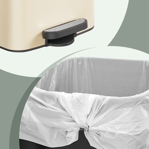 Poubelle De Cuisine, 30 Litres, Poubelle à Pédale, Avec Seau Intérieur, Fermeture Douce, Beige