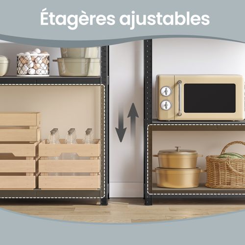 Étagère De Rangement, Bibliothèque, 5 Niveaux, Étagères Réglables, Marron Et Noir