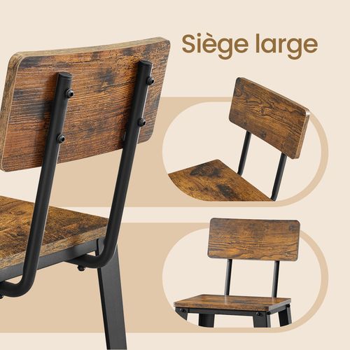 Ensemble De 2 Tabourets De Bar, Avec Dossier, Chaises De Bar, Cadre En Acier, Marron Et Noir