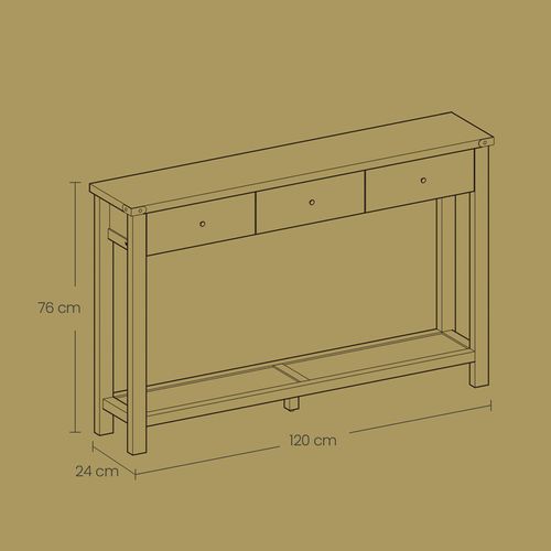 Table Console, Table D'entrée Avec 3 Tiroirs Et Étagère De Rangement, Marron Et Blanc