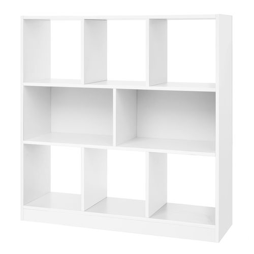 Bibliothèque, Meuble De Rangement, 8 Compartiments Ouverts, Utilisable à L’horizontale, Blanc
