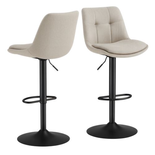 Tabourets De Bar, Ensemble De 2, Pivotants, Hauteur Réglable, Avec Dossier Et Repose-pieds, Blanc