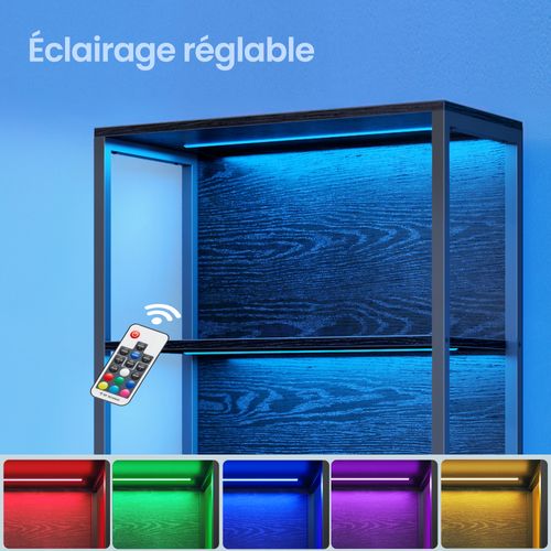 Bibliothèque Sur 6 Niveaux, Avec LED , Étagère Réglable, Cadre En Acier, Noir