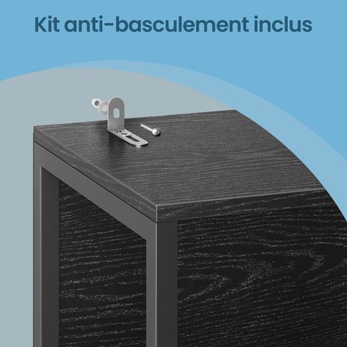 Bibliothèque Sur 6 Niveaux, Avec LED , Étagère Réglable, Cadre En Acier, Noir