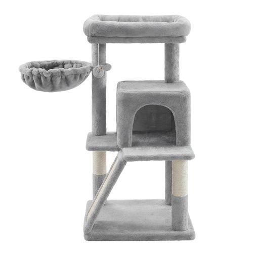Petit Arbre à Chat, Poteaux à Griffer Et Rampe, Gris Clair