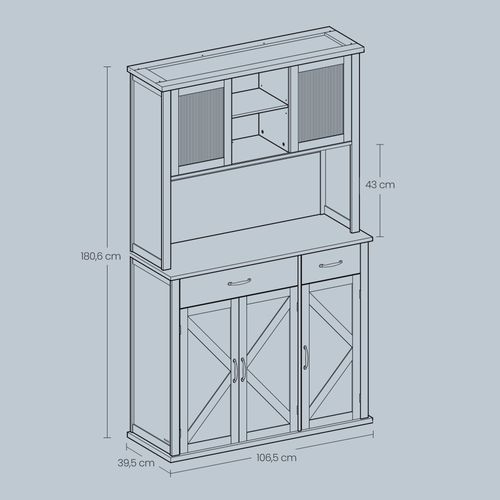 Meuble De Rangement Avec Lumières, Chargeur, Portes Et Tiroirs, Étagères Réglables, Blanc Et Marron