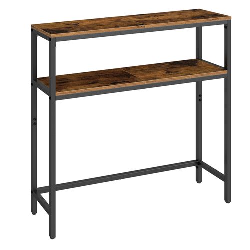 Console Pour Couloir, Table De Salon Fine à 2 Niveaux, 20 X 80 X 80 Cm, Marron Et Noir