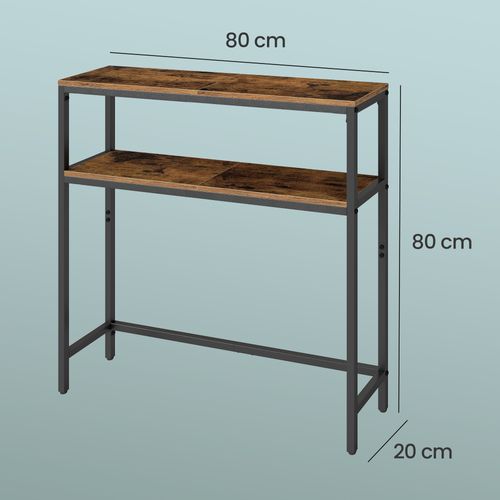 Console Pour Couloir, Table De Salon Fine à 2 Niveaux, 20 X 80 X 80 Cm, Marron Et Noir