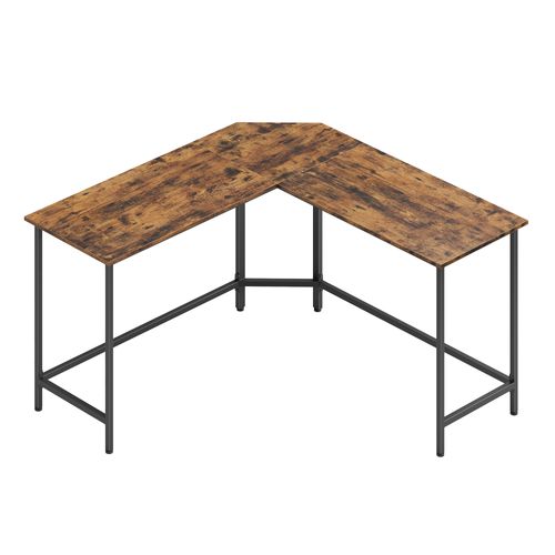 Bureau D'ordinateur En Forme De L, Bureau D'angle, Marron Et Noir