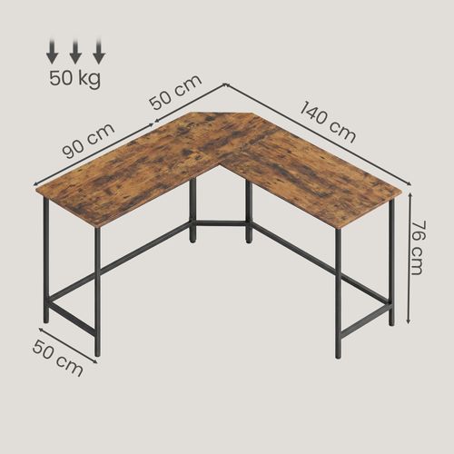 Bureau D'ordinateur En Forme De L, Bureau D'angle, Marron Et Noir