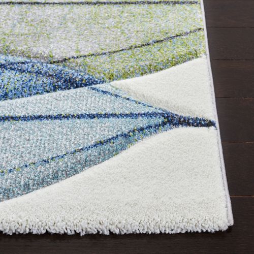 Tapis Hollywood 201 X 274 Cm Contemporain Silas Ivoire / Bleu-vert