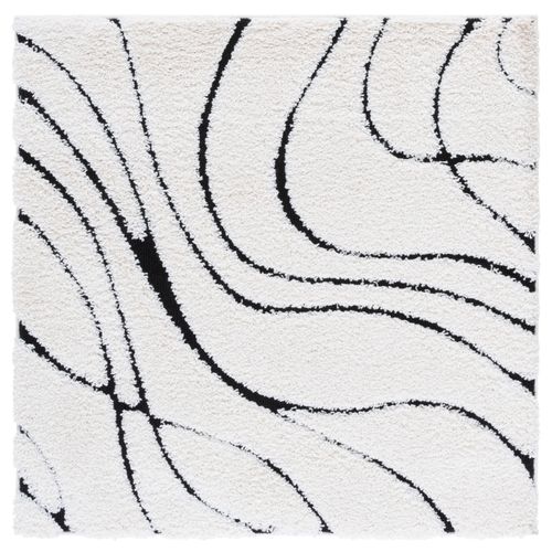 Tapis Florida Shag 122 X 122 Cm Shag Naples Ivory / Black