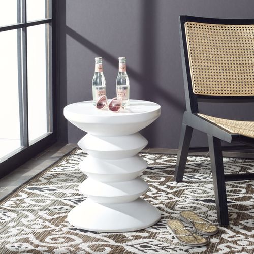 Table D'appoint Pour L'exterieur Benaya Ivoire Beton 38 X 38 X 45 Cm