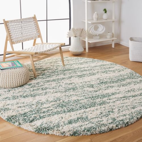 Tapis Rond Hudson Shag 213 X 213 Cm Shag Vida Ivoire / Vert