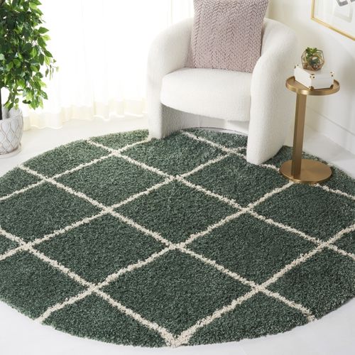 Tapis Rond Hudson Shag 213 X 213 Cm Shag Myla Vert / Ivoire