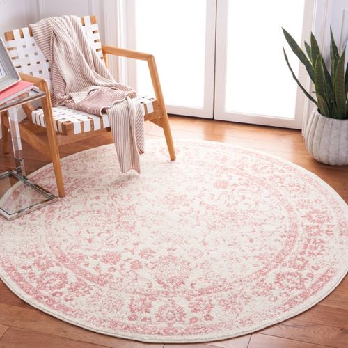 Tapis Adirondack 122 X 122 Cm Vintage Patiné Lucinda Ivory / Rose