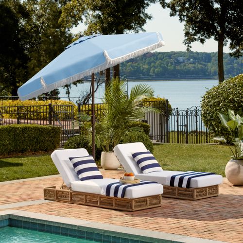 Parasol Fabia Bleu /blanc Metal 56 X 256 X 251cm
