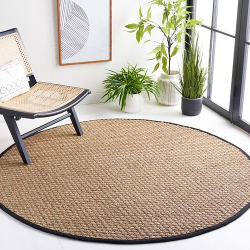 Tapis Natural Fiber 122 X 122 Cm Fibre Naturelle Roselyn Natural / Black