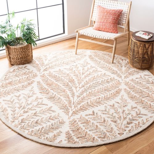 Tapis Rond Corsaire 152 X 152 Cm Florale Meara Ivoire / Marron