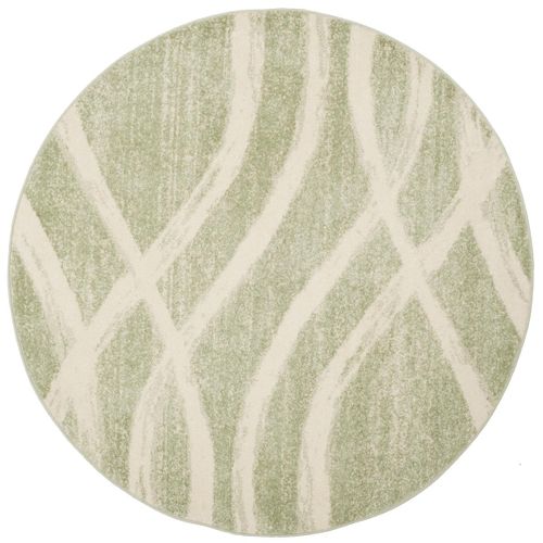 Tapis Adirondack 91 X 91 Cm Vague Moderne En Détresse Leocadia Sauge / Crème