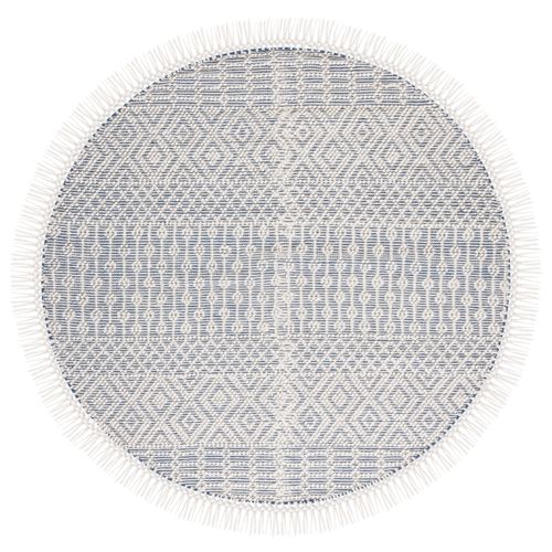 Tapis Rond Natura 183 X 183 Cm Bohemien Vanya Bleu